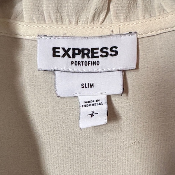 Express Cream Ruffle Button-Up Shirt - Picture 3 of 3